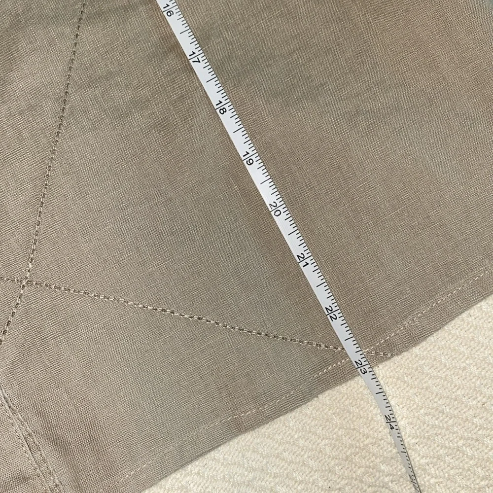 Tan Linen Button-Up Shirt - Picture 4 of 7